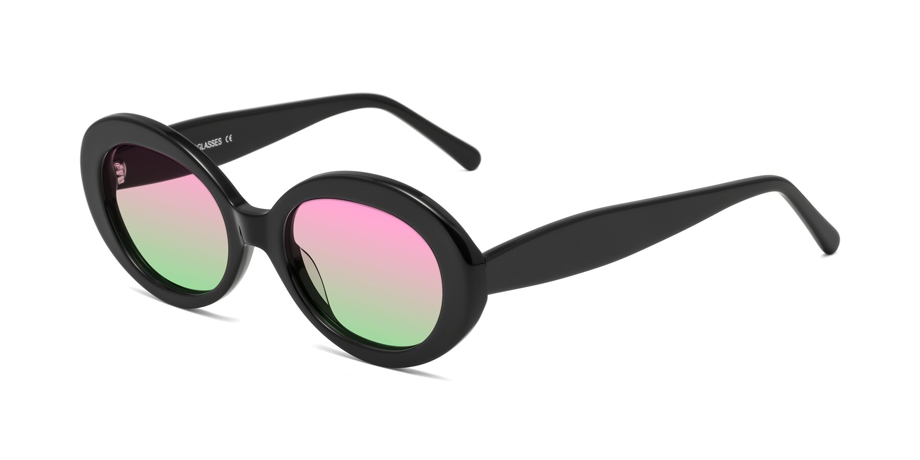 Angle of Fair in Black with Pink / Green Gradient Lenses
