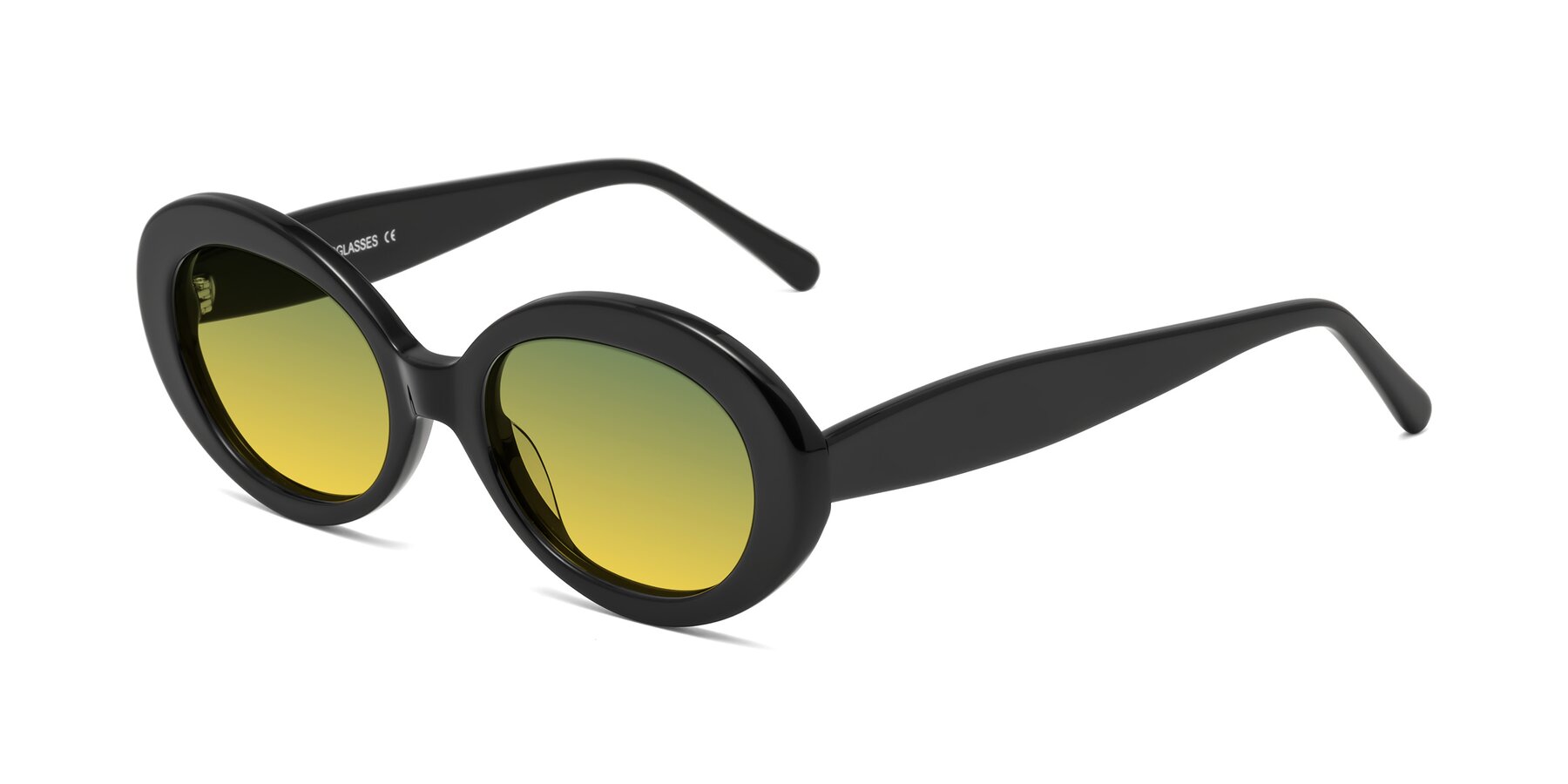 Angle of Fair in Black with Green / Yellow Gradient Lenses