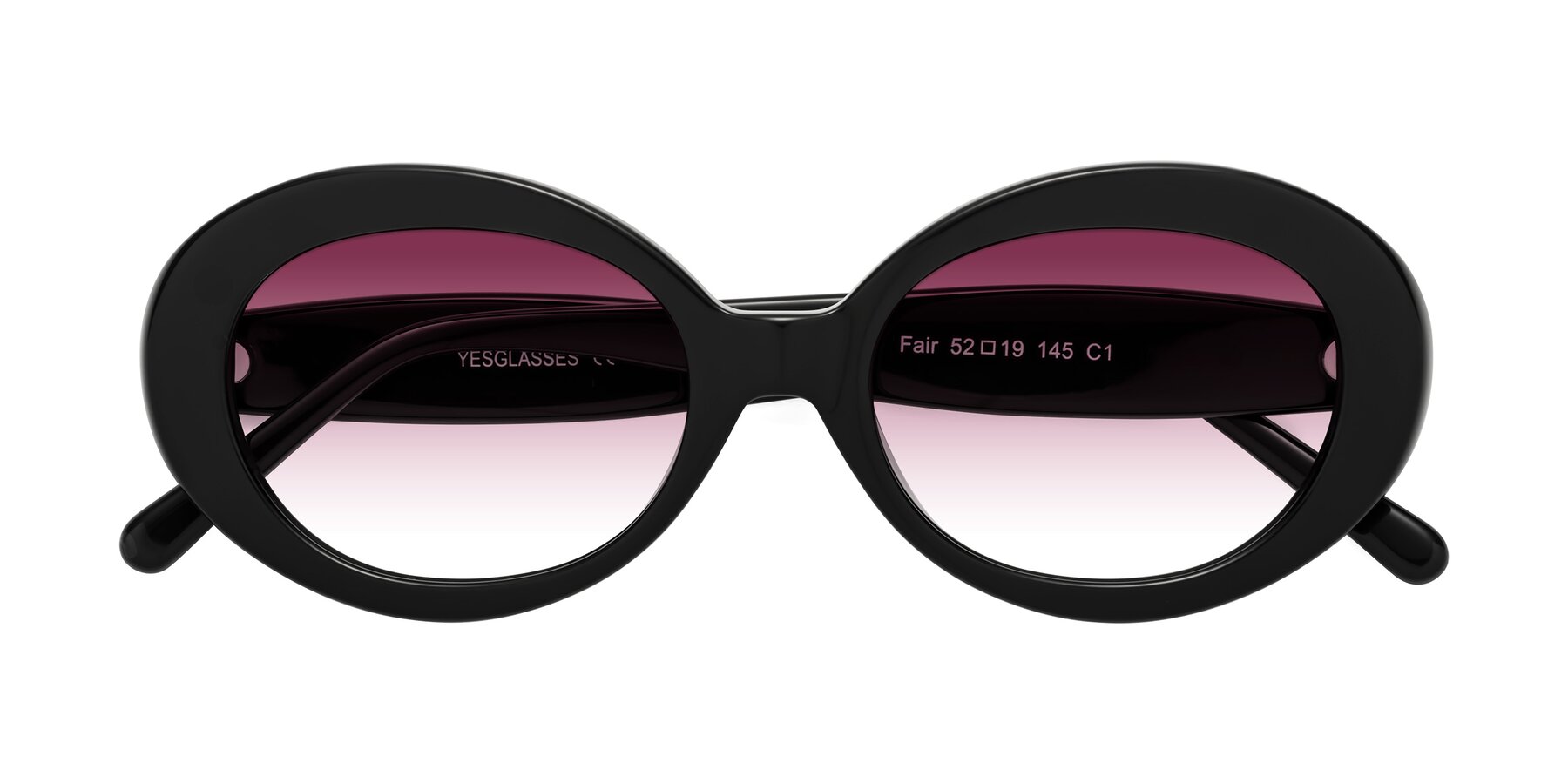 Folded Front of Fair in Black with Wine Gradient Lenses