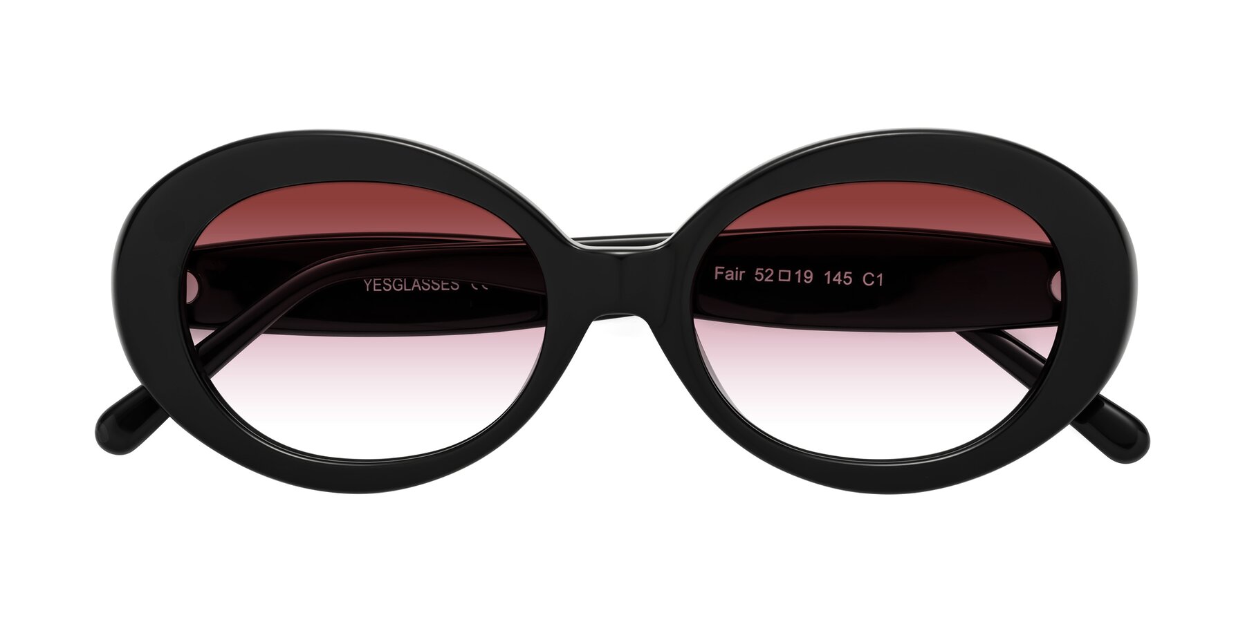 Folded Front of Fair in Black with Garnet Gradient Lenses