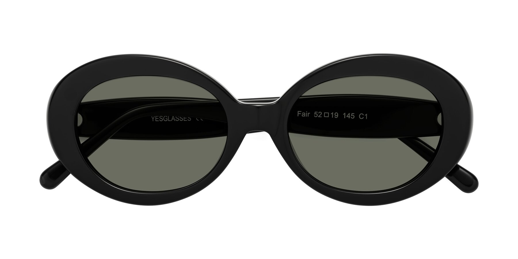 Folded Front of Fair in Black with Gray Polarized Lenses