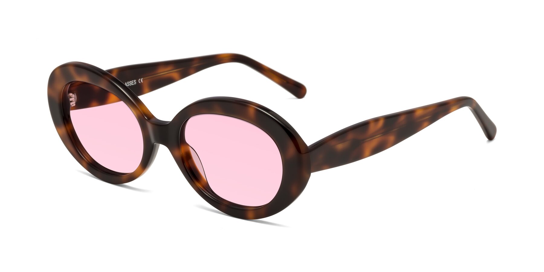 Angle of Fair in Tortoise with Light Pink Tinted Lenses