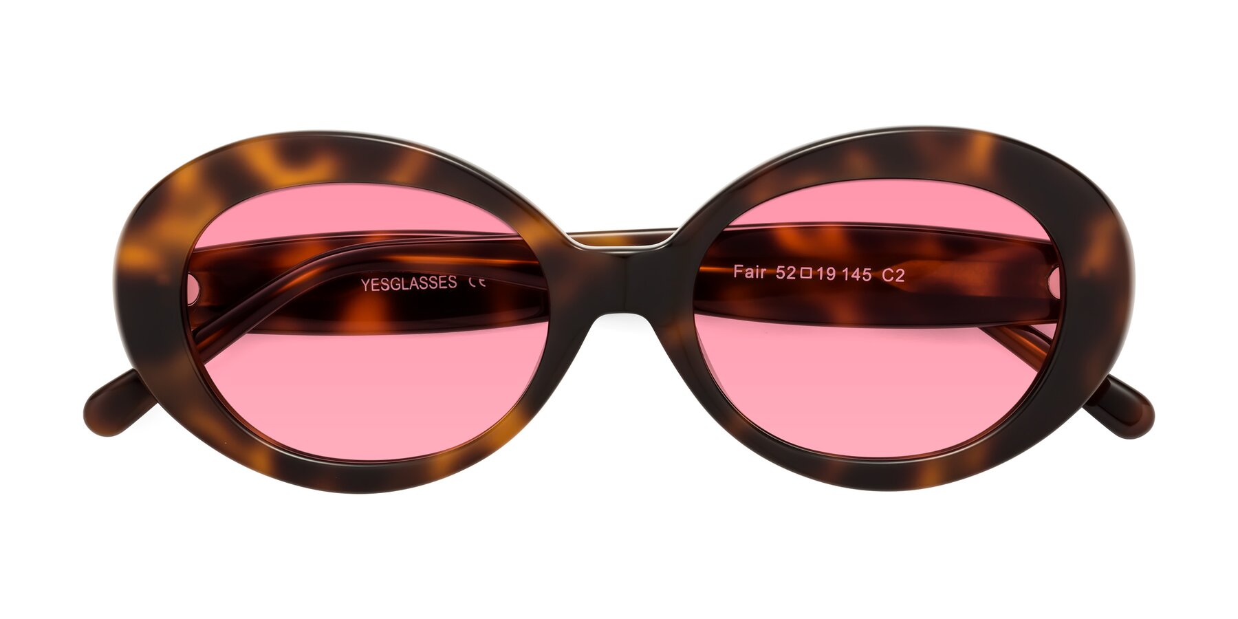 Folded Front of Fair in Tortoise with Pink Tinted Lenses