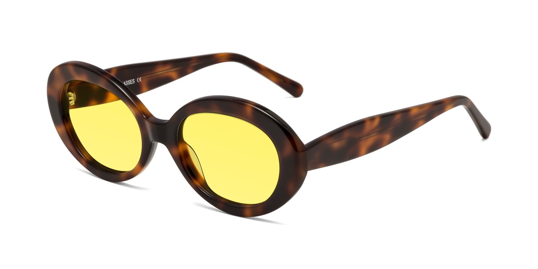Angle of Fair in Tortoise with Medium Yellow Tinted Lenses