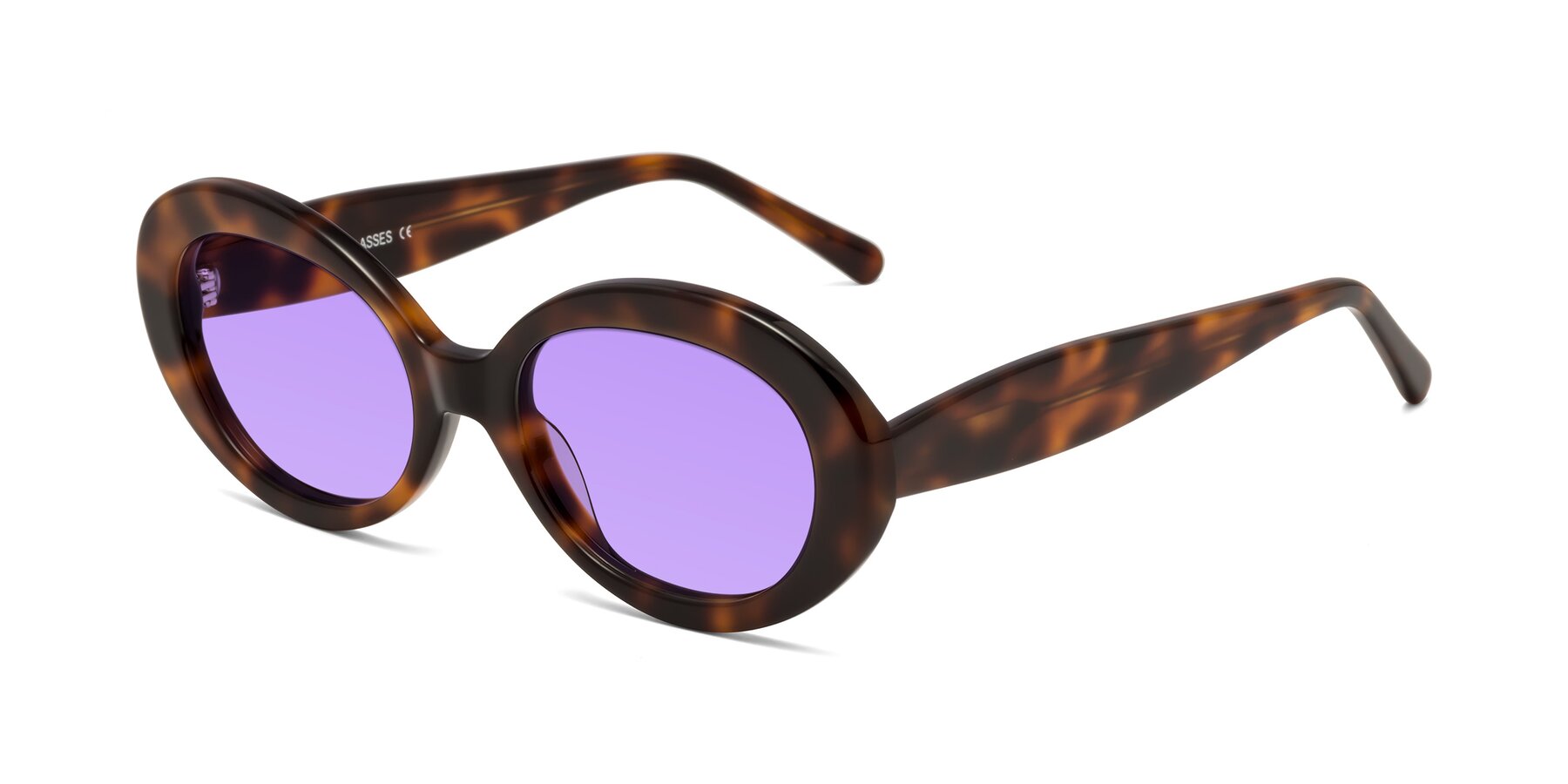 Angle of Fair in Tortoise with Medium Purple Tinted Lenses