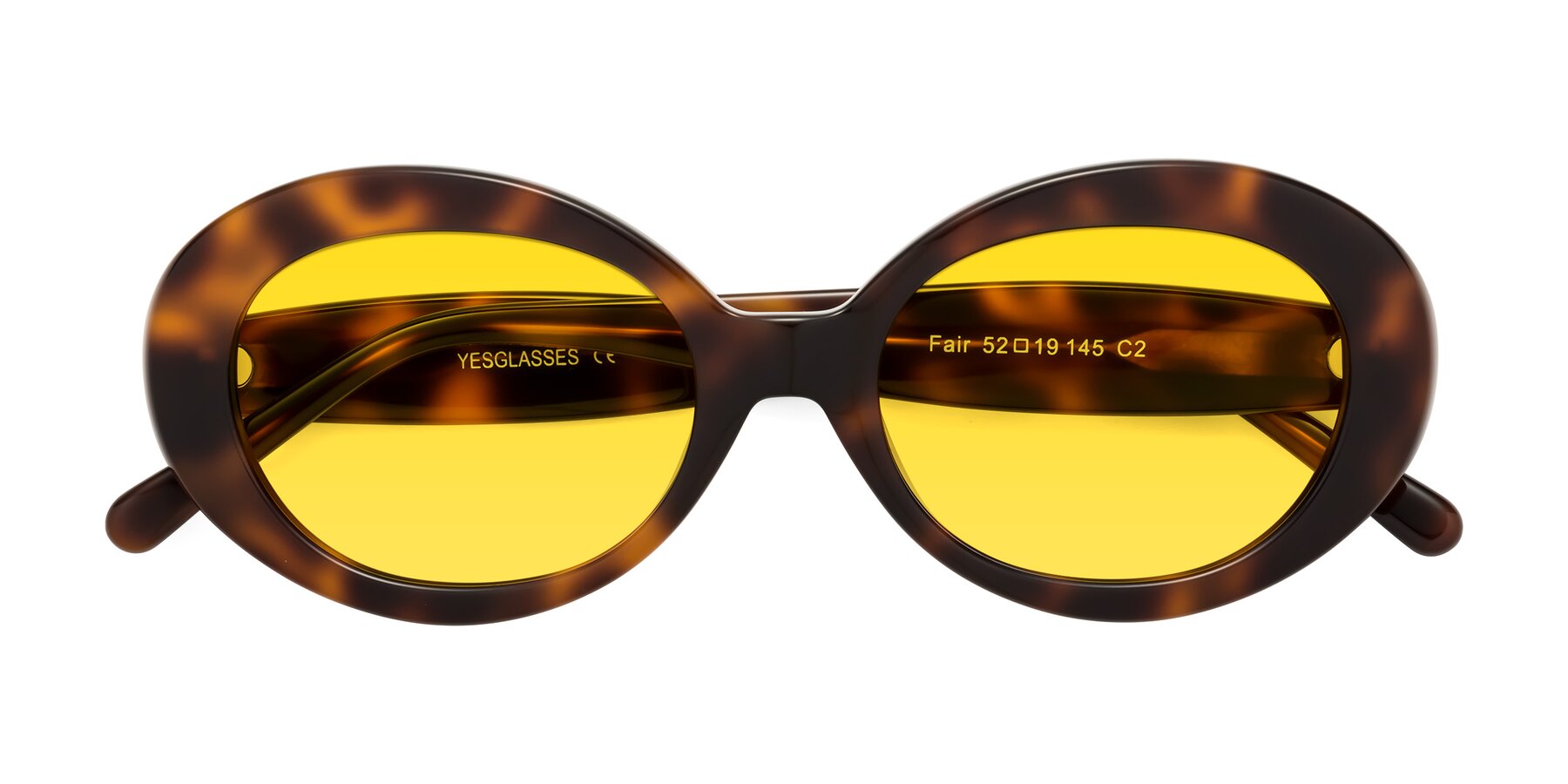 Folded Front of Fair in Tortoise with Yellow Tinted Lenses