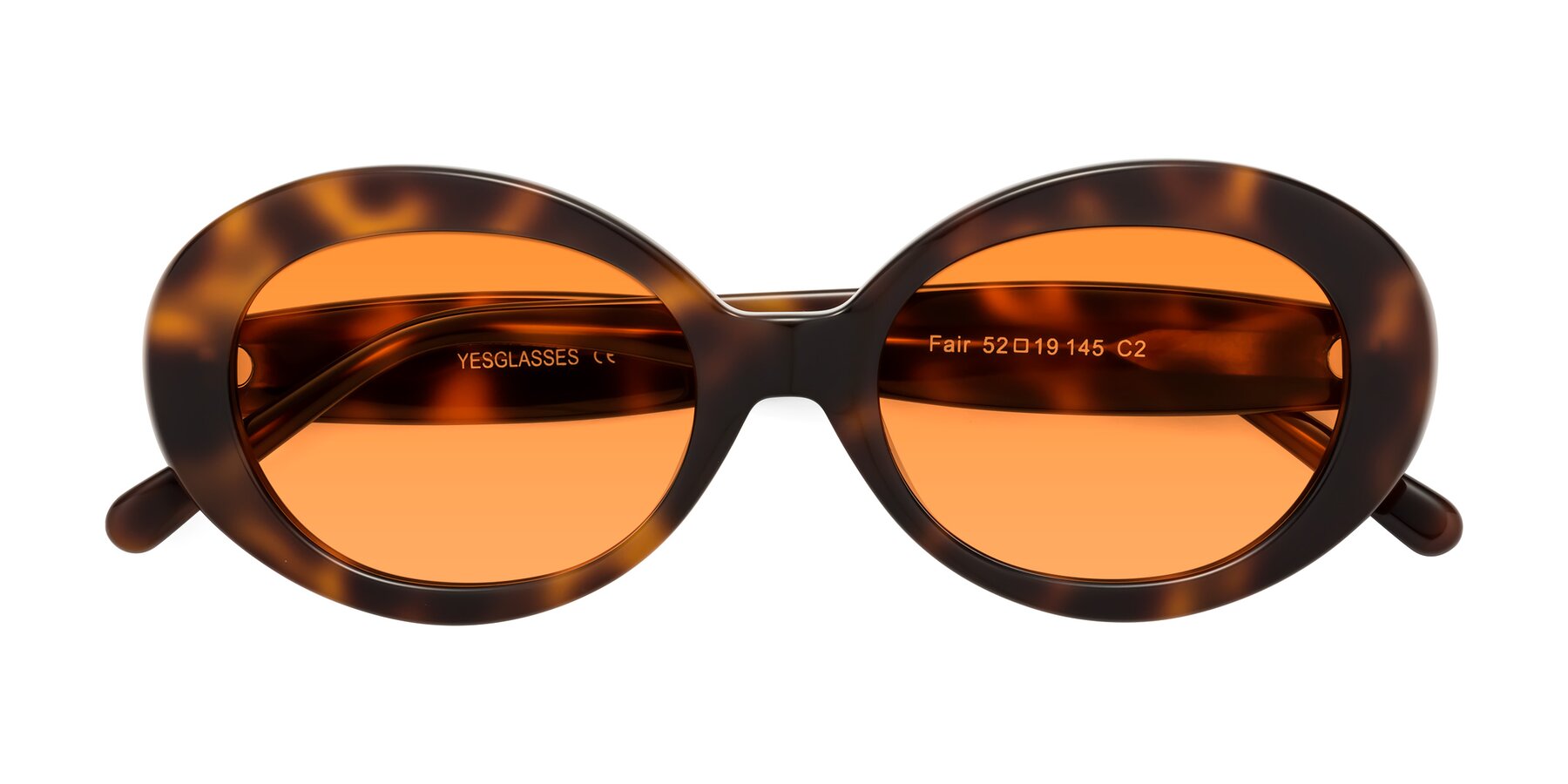 Folded Front of Fair in Tortoise with Orange Tinted Lenses