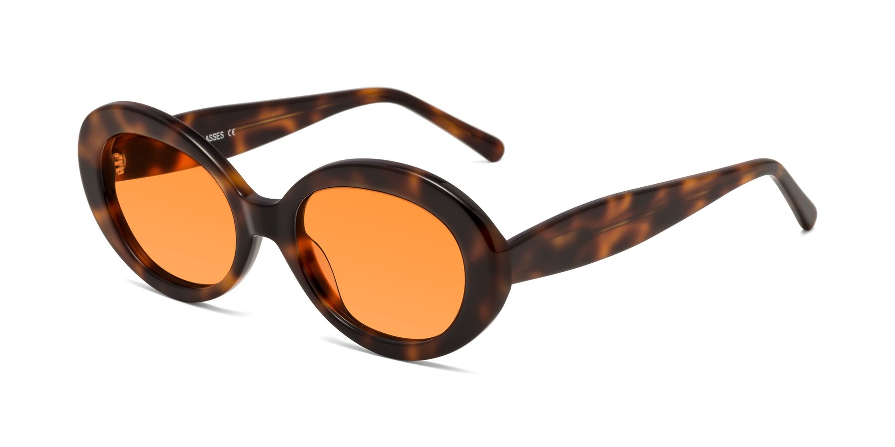 Angle of Fair in Tortoise with Orange Tinted Lenses