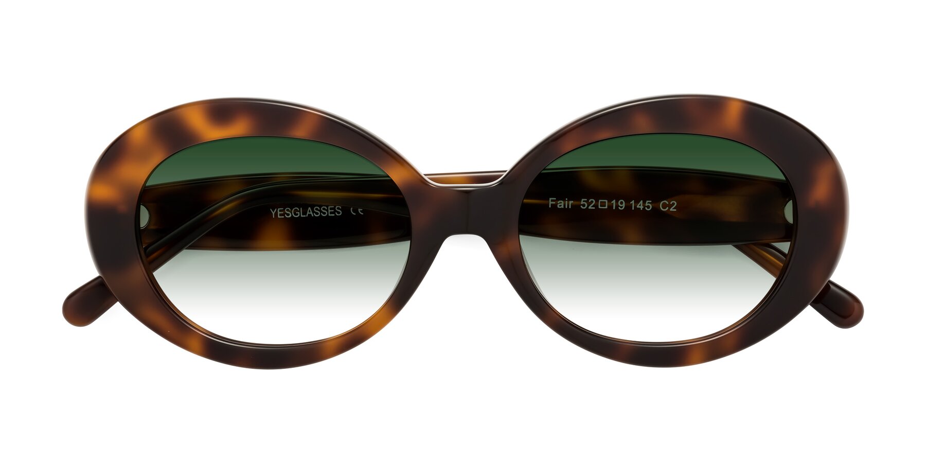 Folded Front of Fair in Tortoise with Green Gradient Lenses