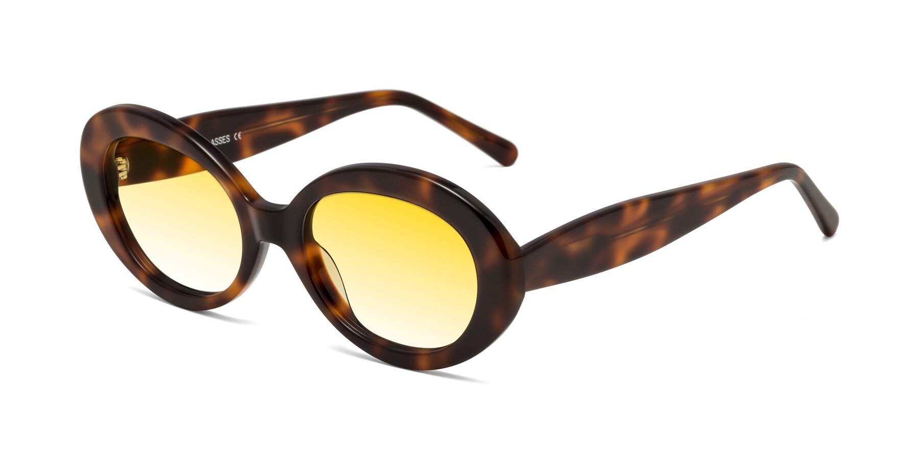 Angle of Fair in Tortoise with Yellow Gradient Lenses