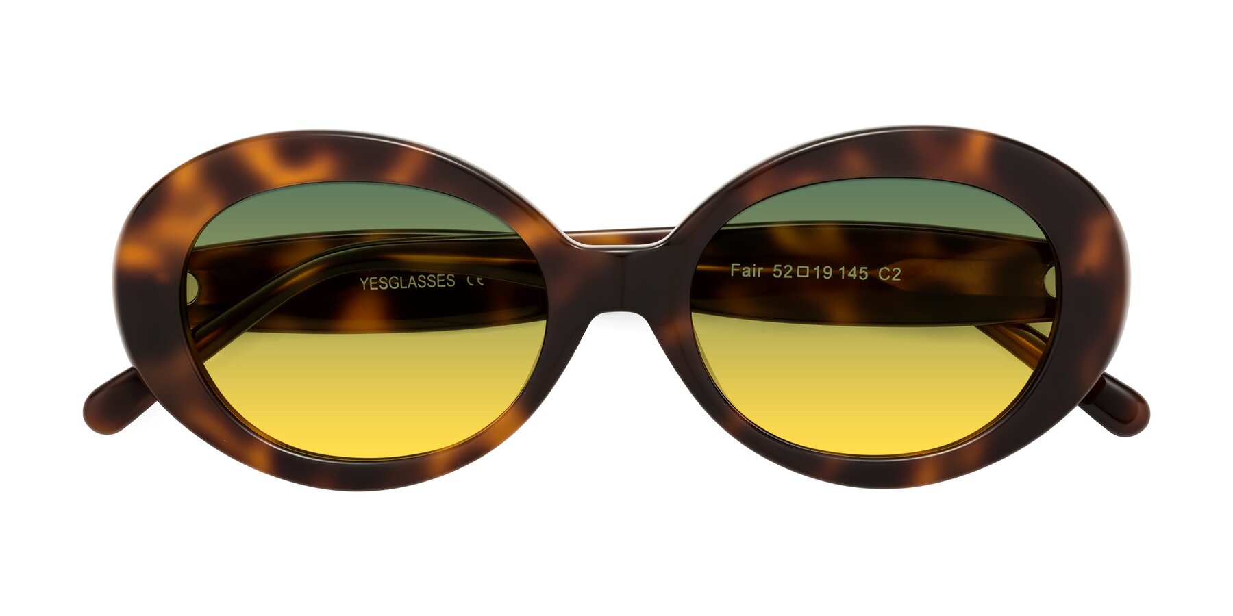 Folded Front of Fair in Tortoise with Green / Yellow Gradient Lenses