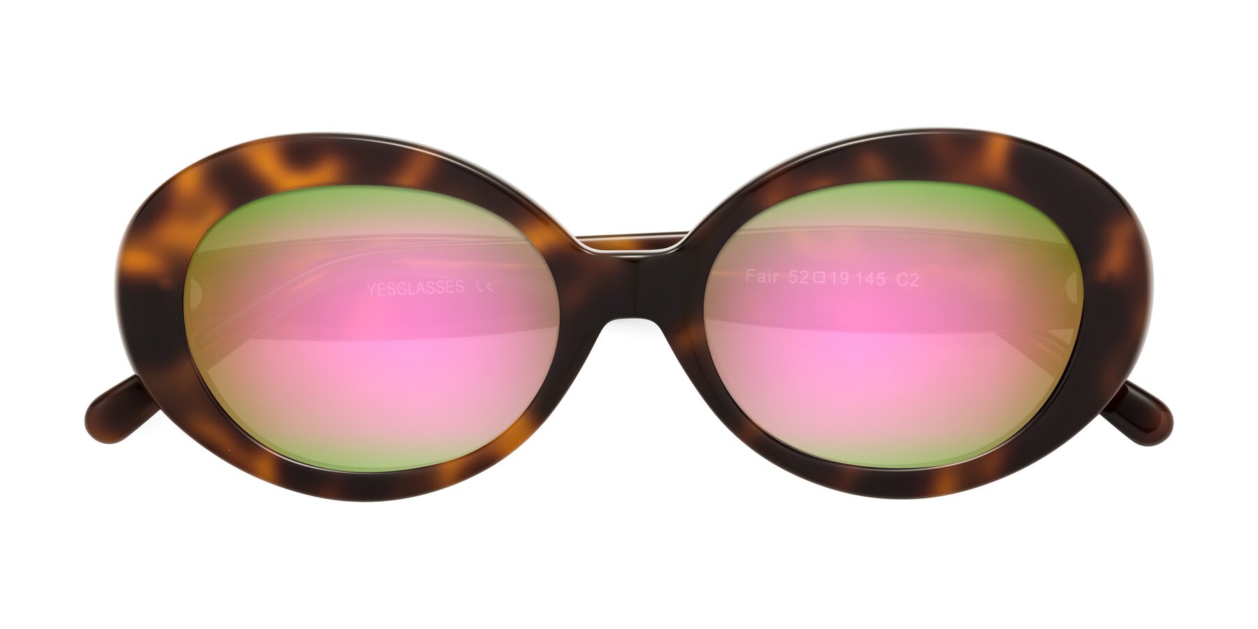 Folded Front of Fair in Tortoise with Pink Mirrored Lenses