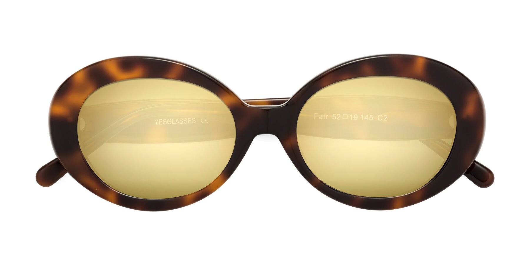 Folded Front of Fair in Tortoise with Gold Mirrored Lenses