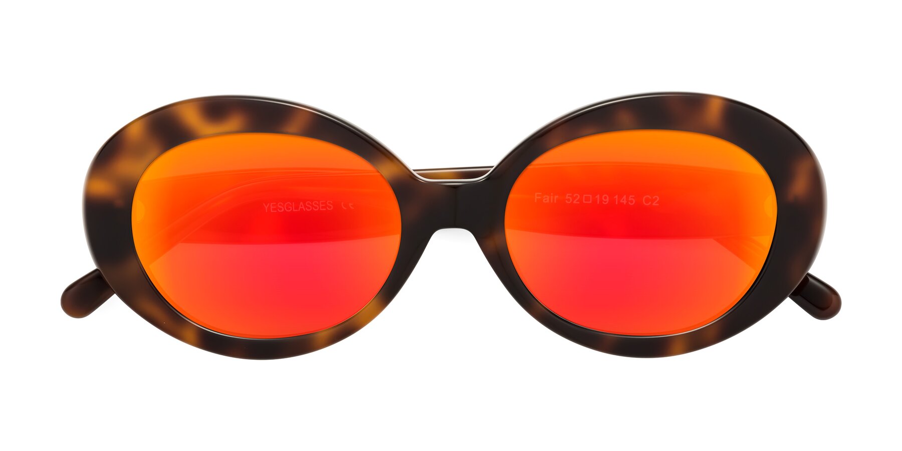 Folded Front of Fair in Tortoise with Red Gold Mirrored Lenses