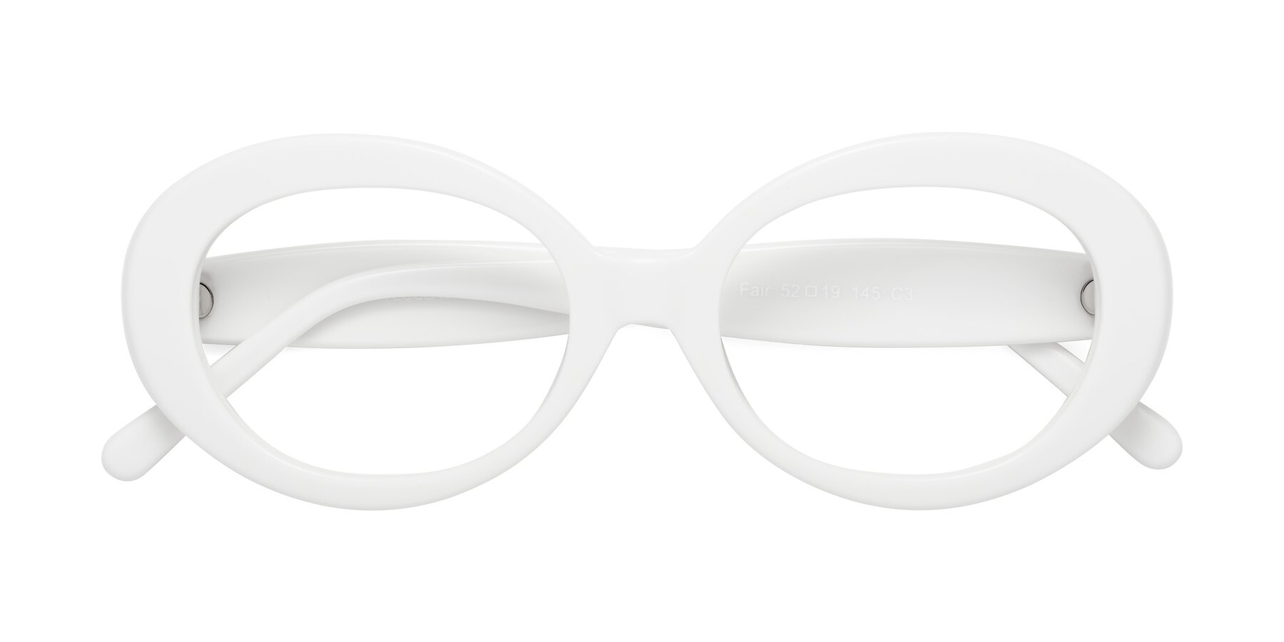 Folded Front of Fair in White with Clear Eyeglass Lenses