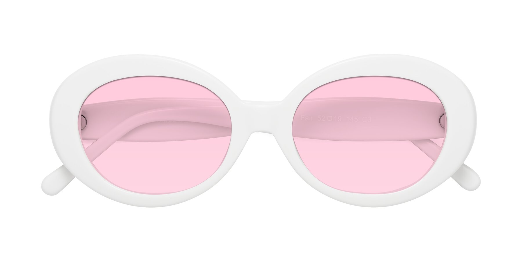 Folded Front of Fair in White with Light Pink Tinted Lenses