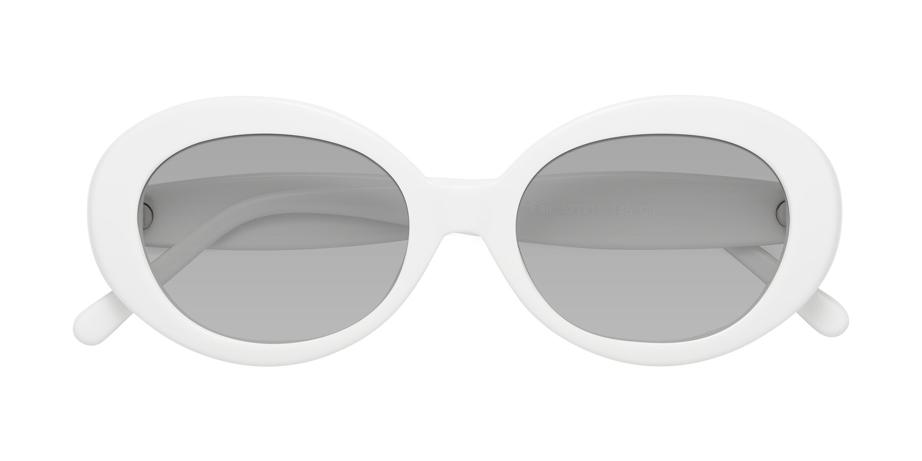 Folded Front of Fair in White with Light Gray Tinted Lenses