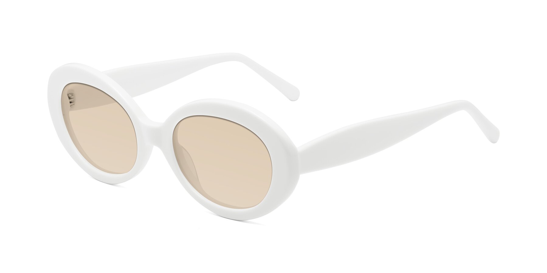 Angle of Fair in White with Light Brown Tinted Lenses