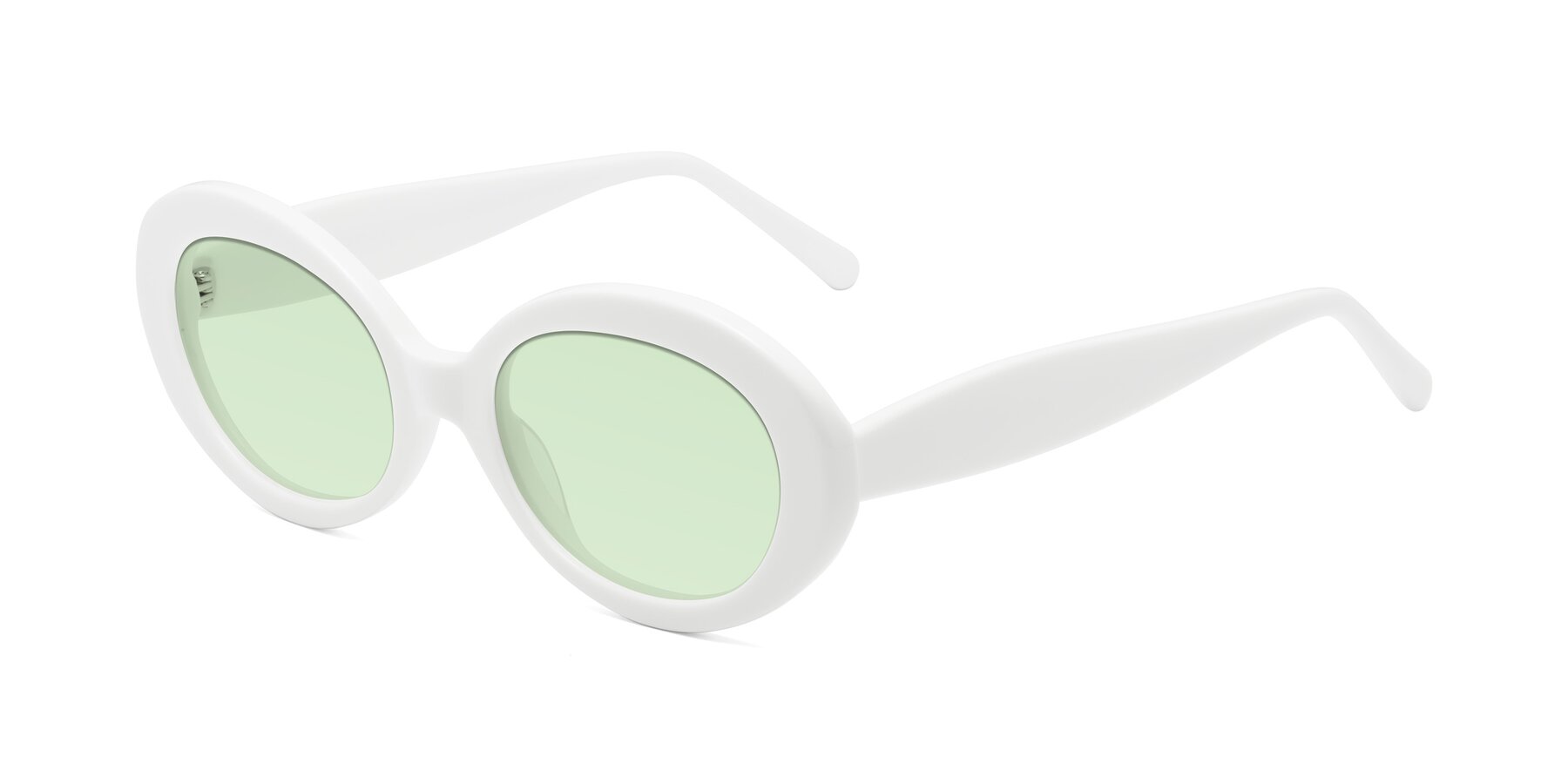 Angle of Fair in White with Light Green Tinted Lenses