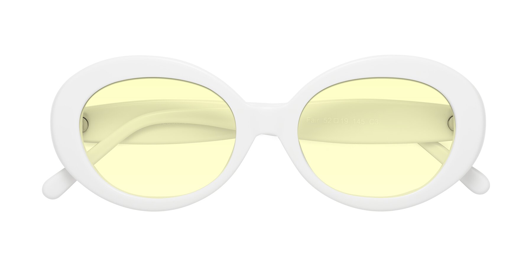 Folded Front of Fair in White with Light Yellow Tinted Lenses