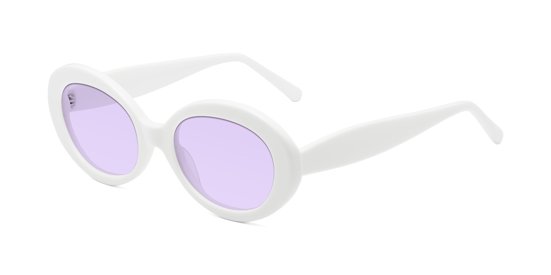 Angle of Fair in White with Light Purple Tinted Lenses