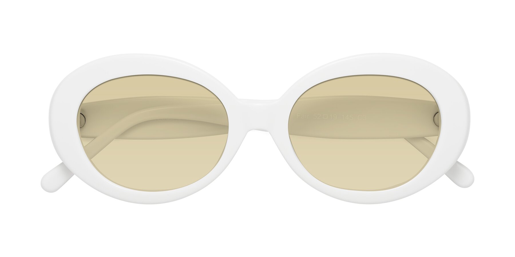 Folded Front of Fair in White with Light Champagne Tinted Lenses