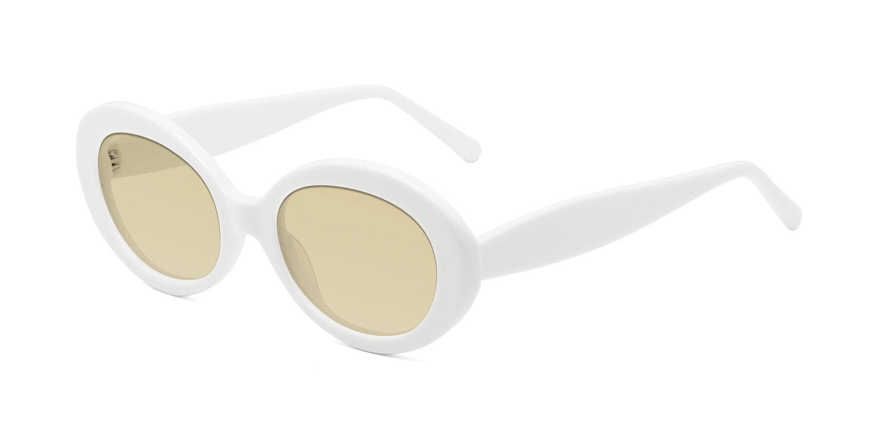 Angle of Fair in White with Light Champagne Tinted Lenses