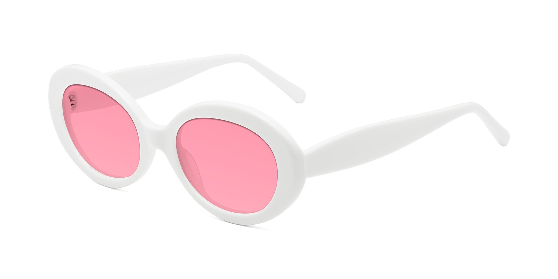 Angle of Fair in White with Pink Tinted Lenses