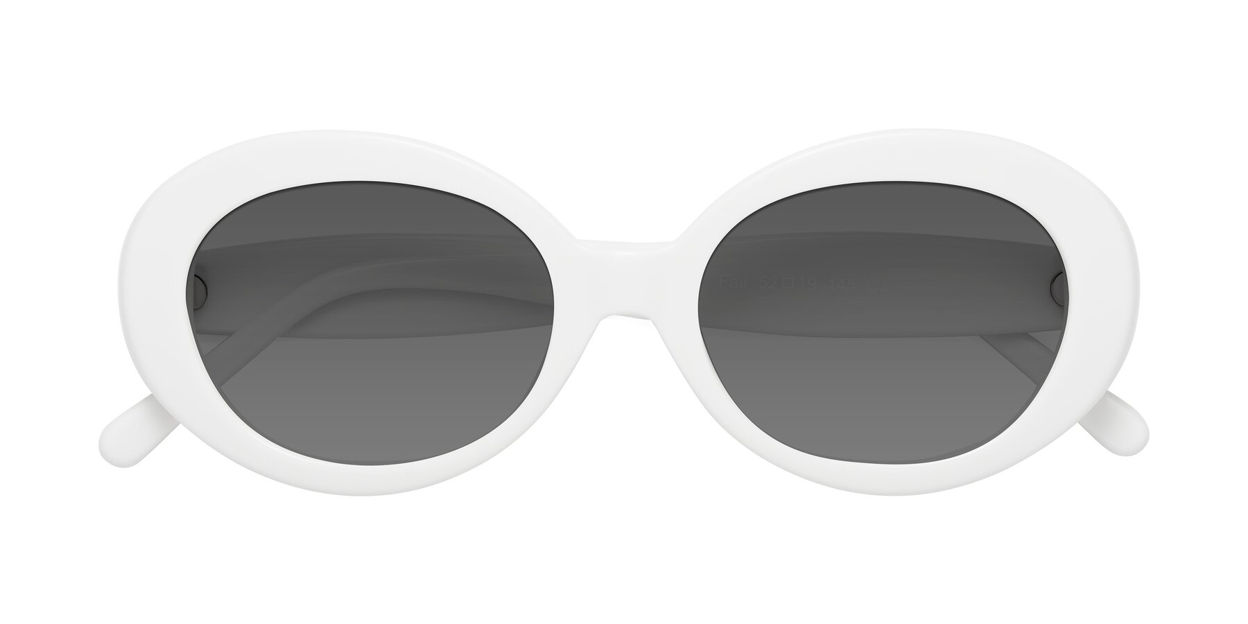 Folded Front of Fair in White with Medium Gray Tinted Lenses