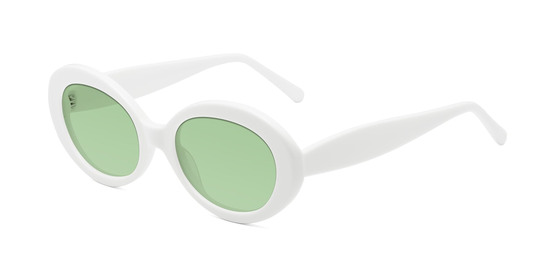 Angle of Fair in White with Medium Green Tinted Lenses