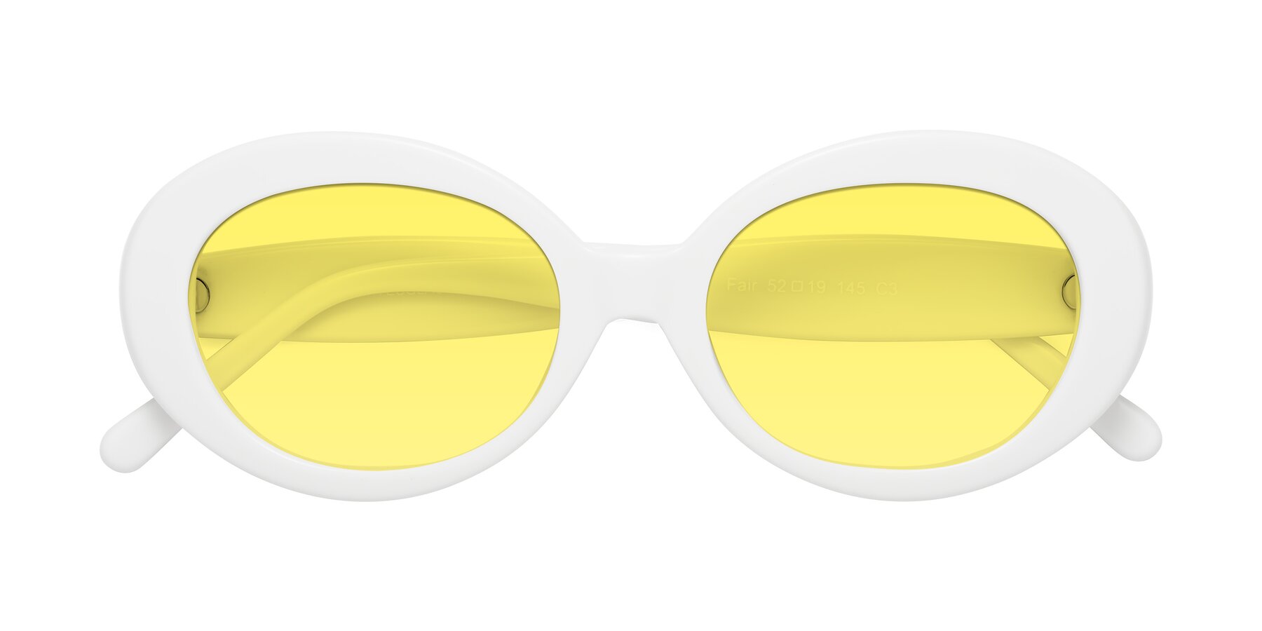 Folded Front of Fair in White with Medium Yellow Tinted Lenses