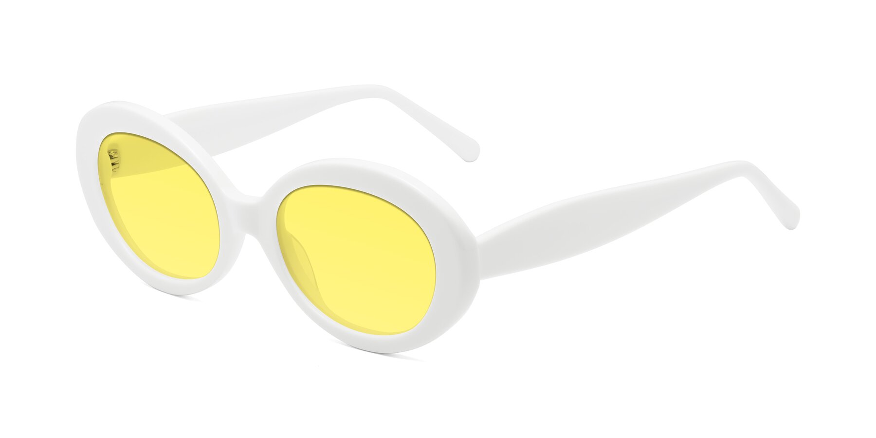Angle of Fair in White with Medium Yellow Tinted Lenses