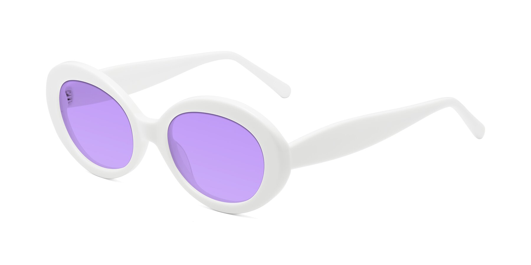 Angle of Fair in White with Medium Purple Tinted Lenses