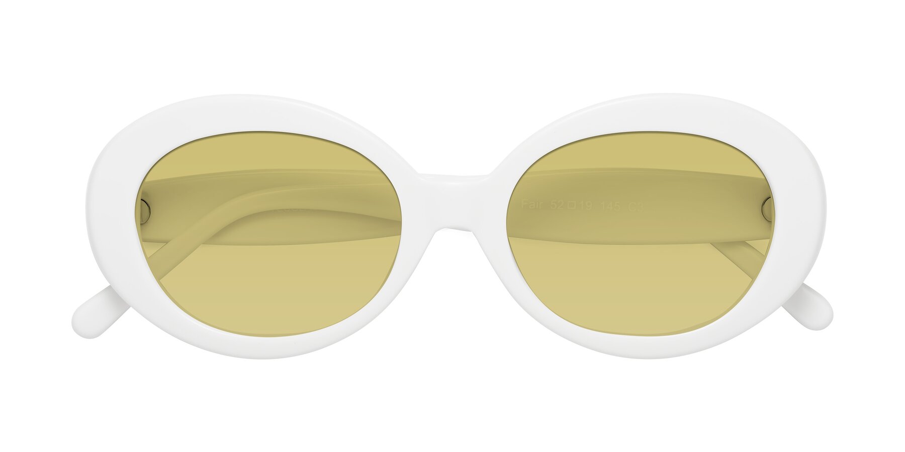 Folded Front of Fair in White with Medium Champagne Tinted Lenses
