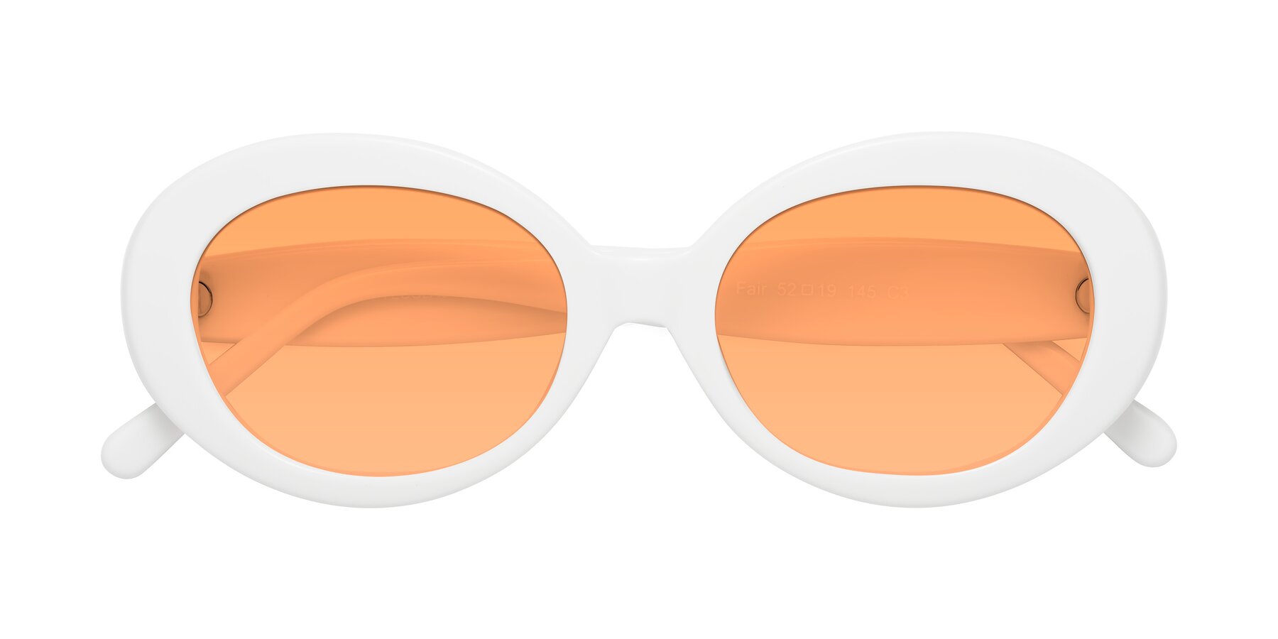Folded Front of Fair in White with Medium Orange Tinted Lenses