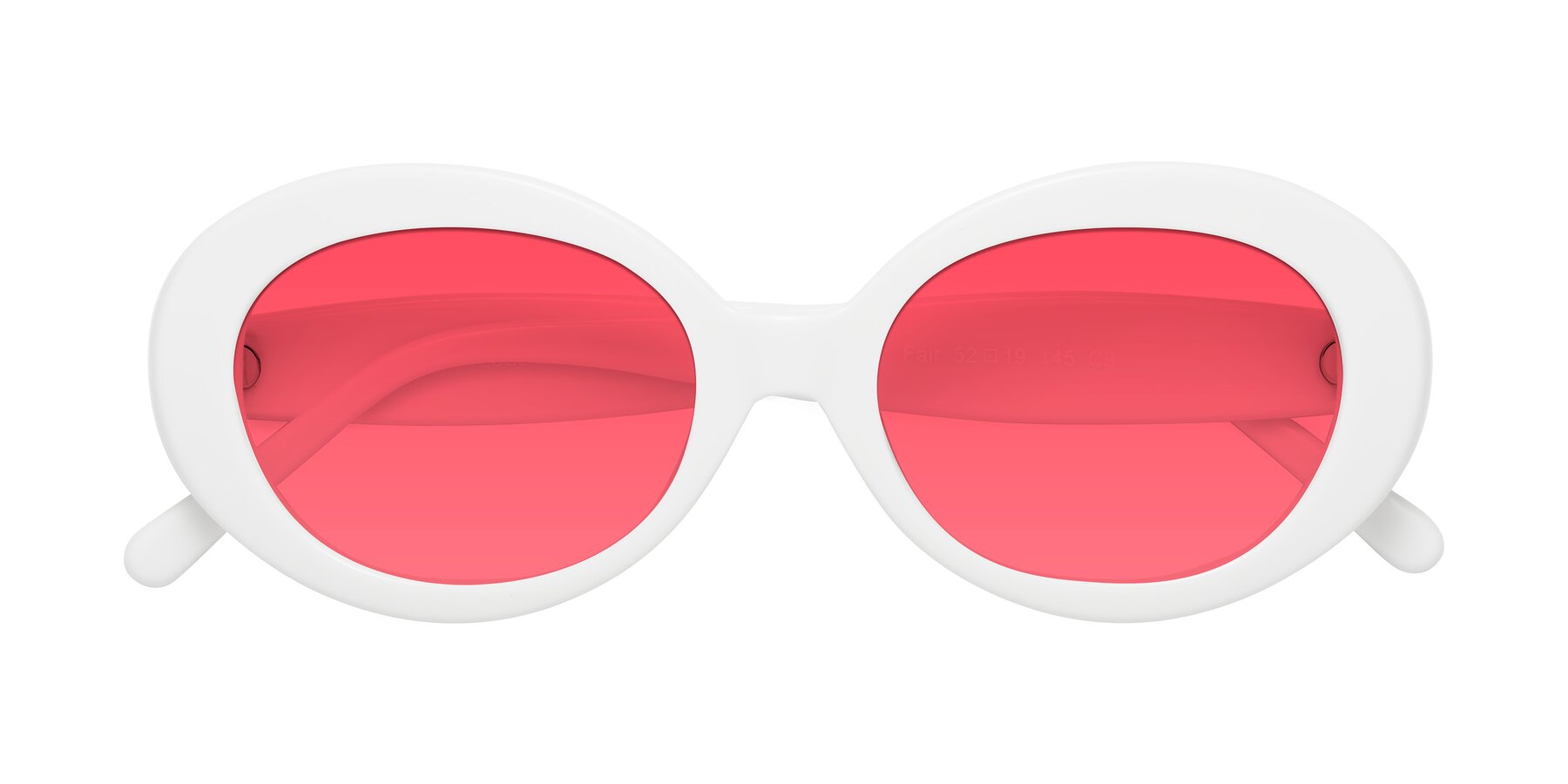 Folded Front of Fair in White with Red Tinted Lenses
