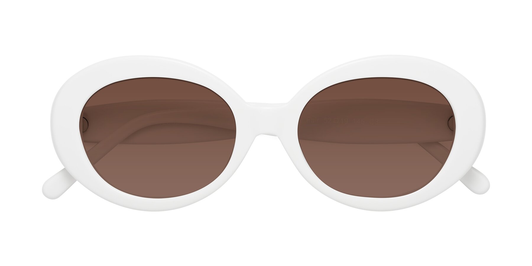 Folded Front of Fair in White with Brown Tinted Lenses
