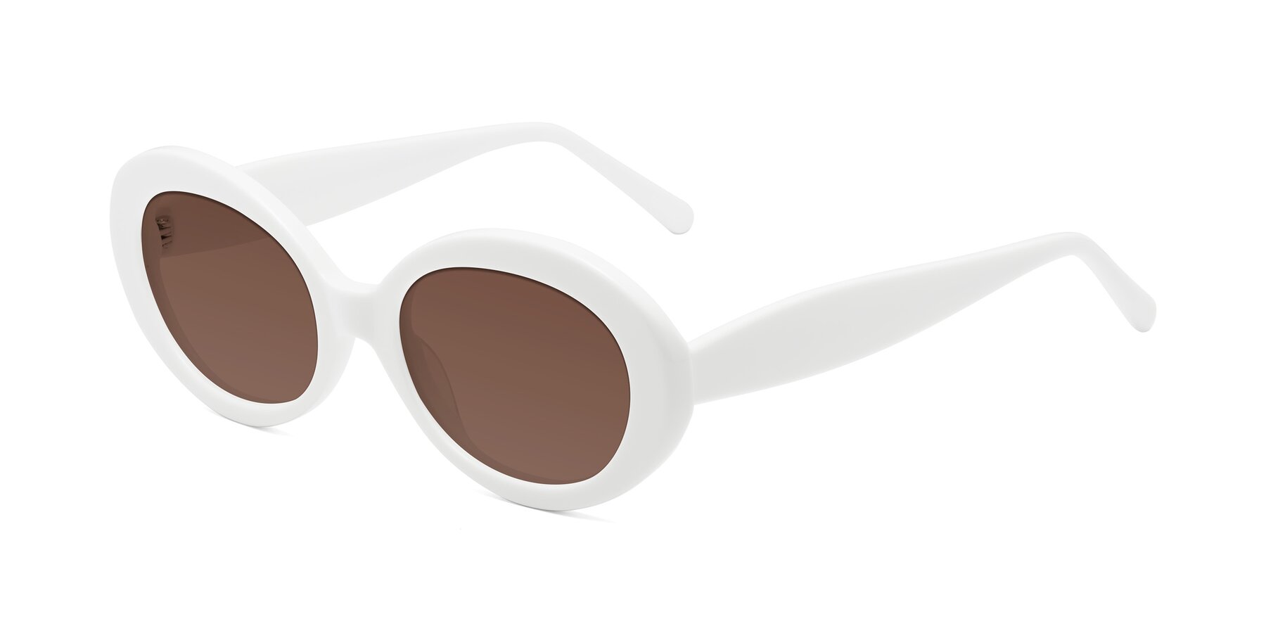 Angle of Fair in White with Brown Tinted Lenses