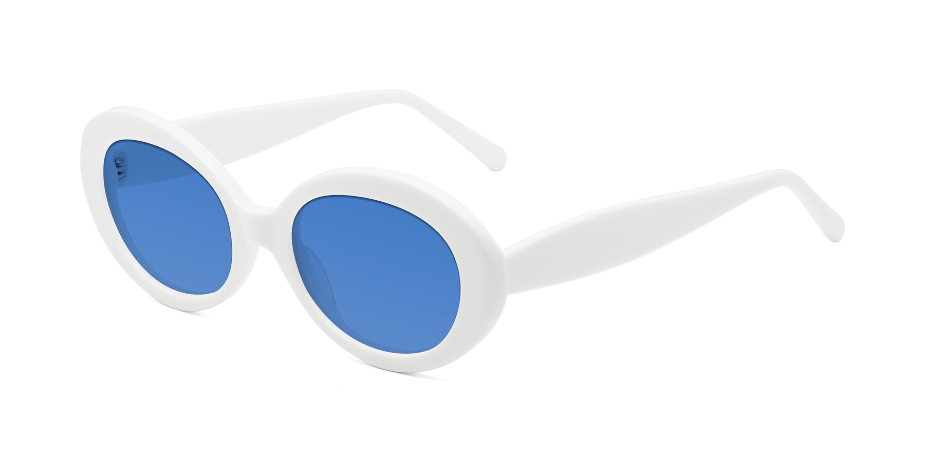 Angle of Fair in White with Blue Tinted Lenses