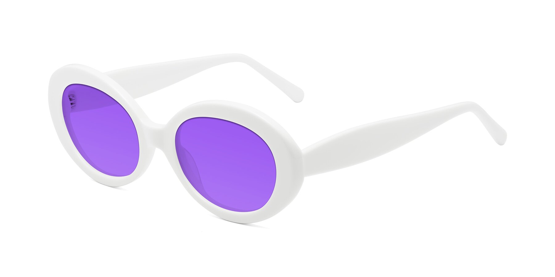 Angle of Fair in White with Purple Tinted Lenses