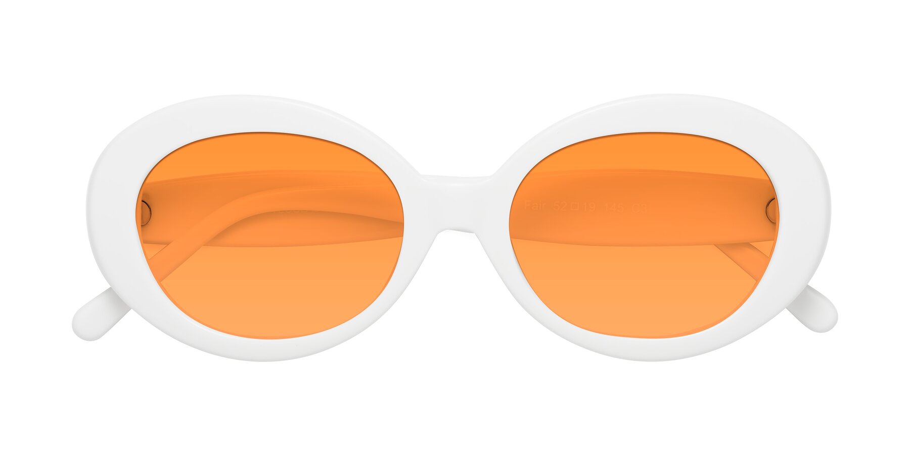 Folded Front of Fair in White with Orange Tinted Lenses