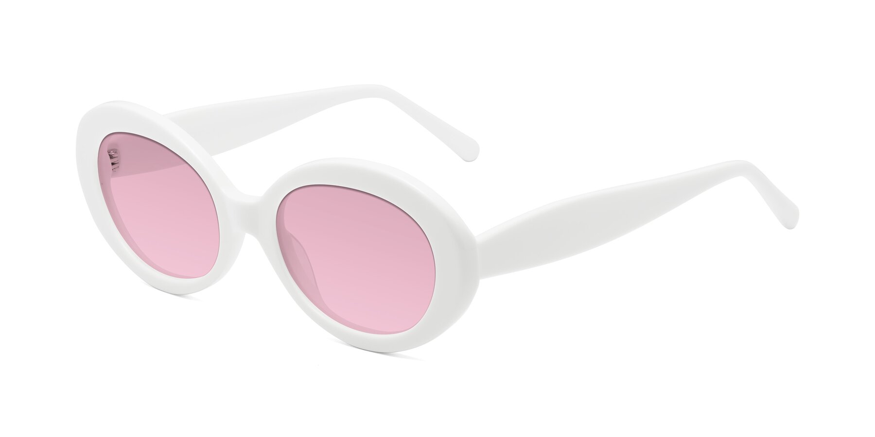 Angle of Fair in White with Light Wine Tinted Lenses