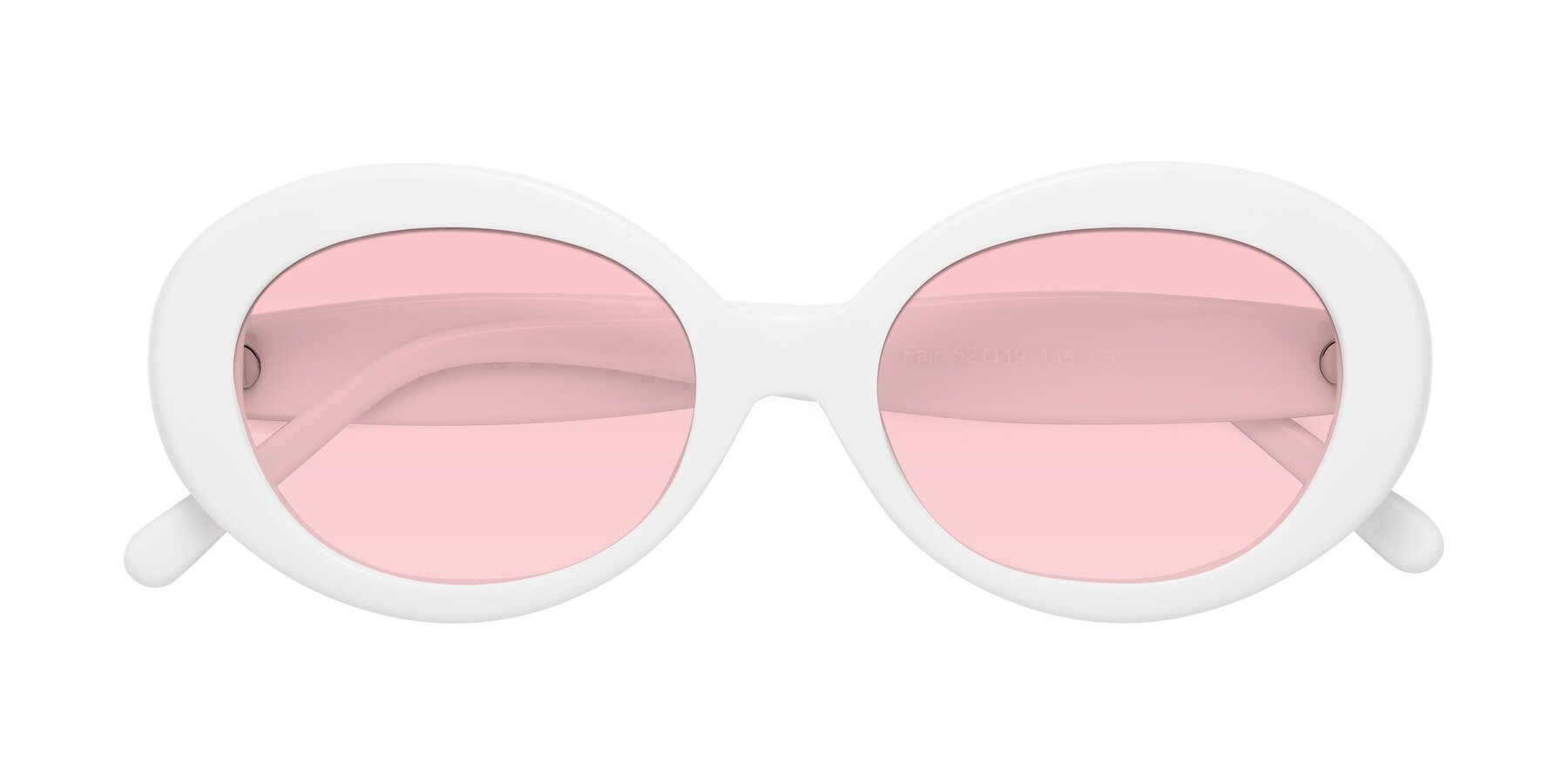 Folded Front of Fair in White with Light Garnet Tinted Lenses