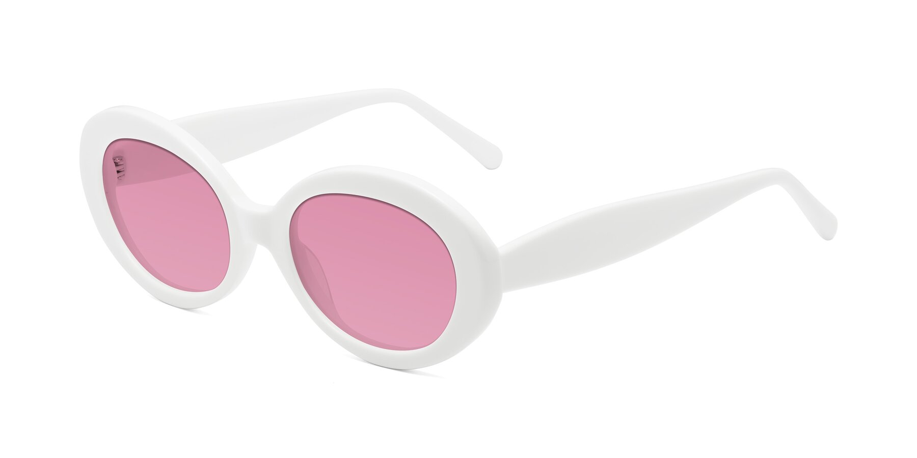 Angle of Fair in White with Medium Wine Tinted Lenses