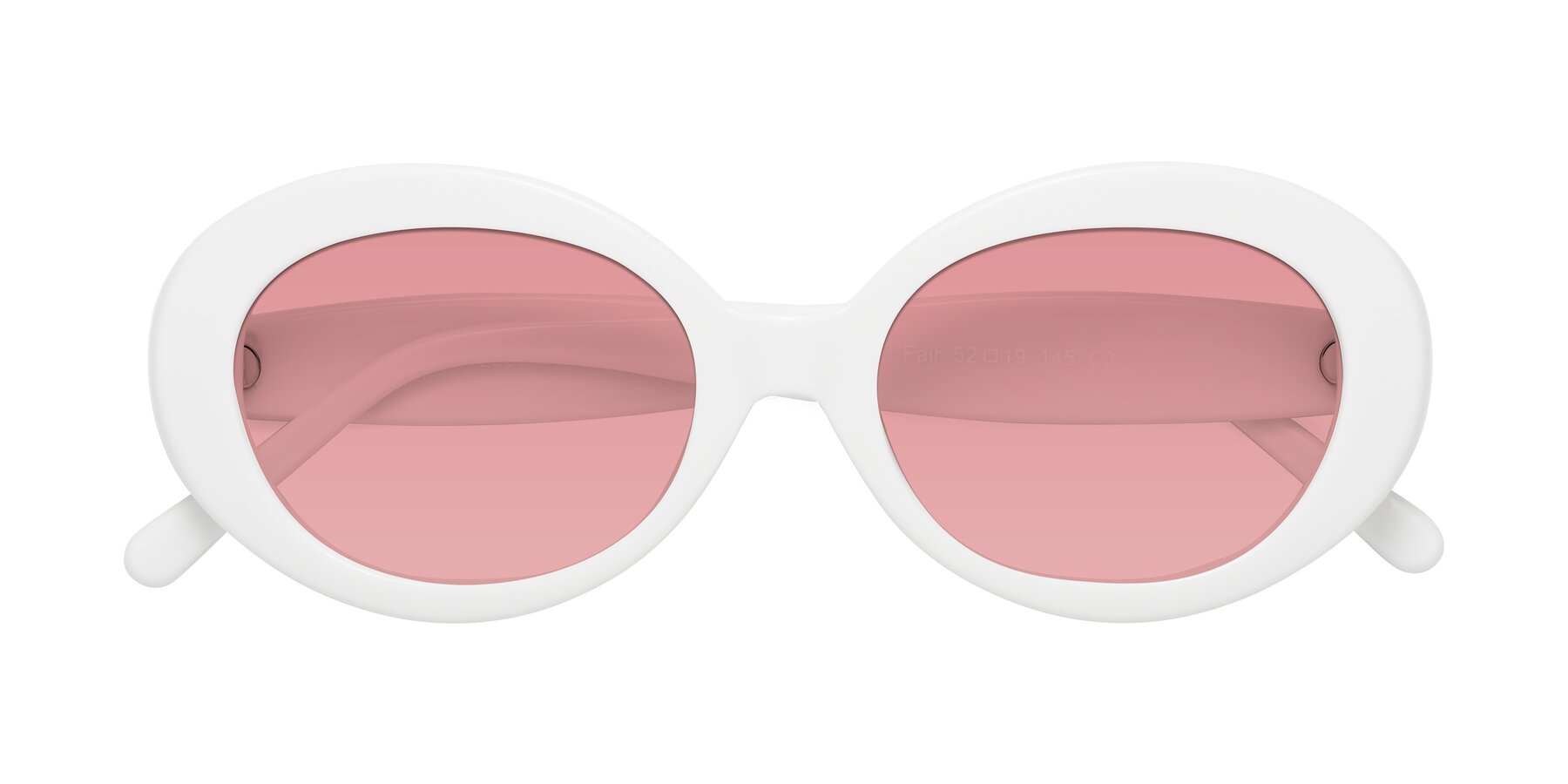 Folded Front of Fair in White with Medium Garnet Tinted Lenses