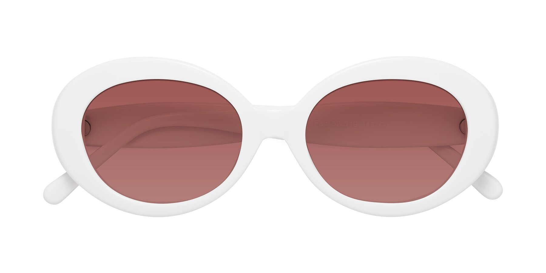 Folded Front of Fair in White with Garnet Tinted Lenses