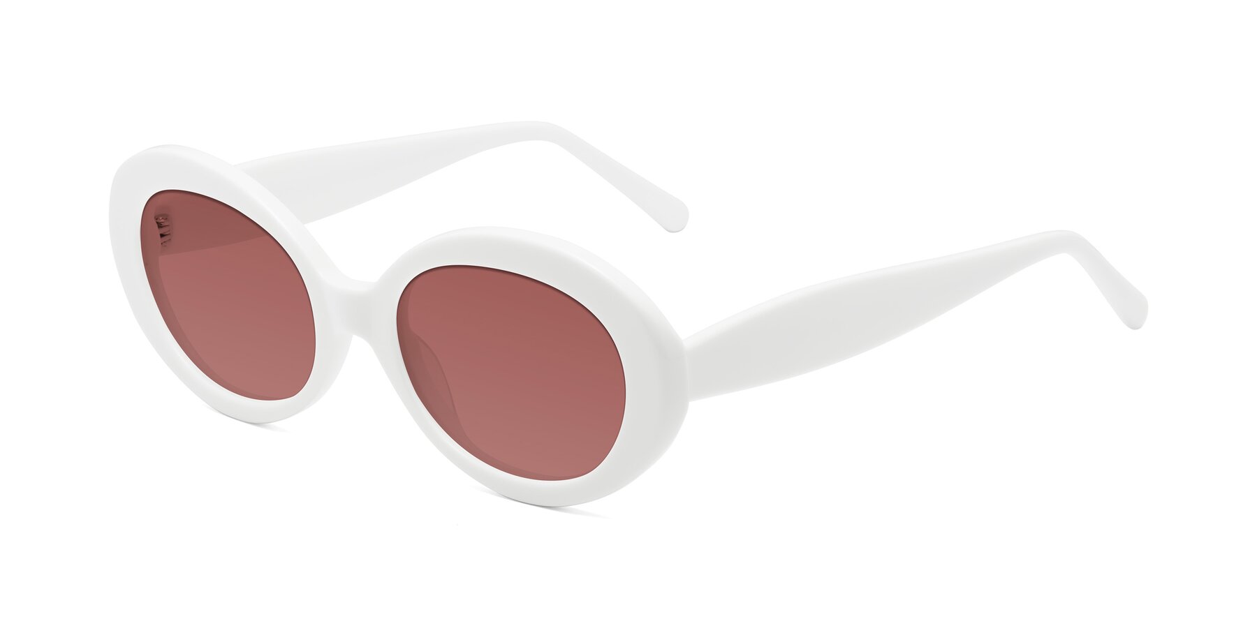 Angle of Fair in White with Garnet Tinted Lenses