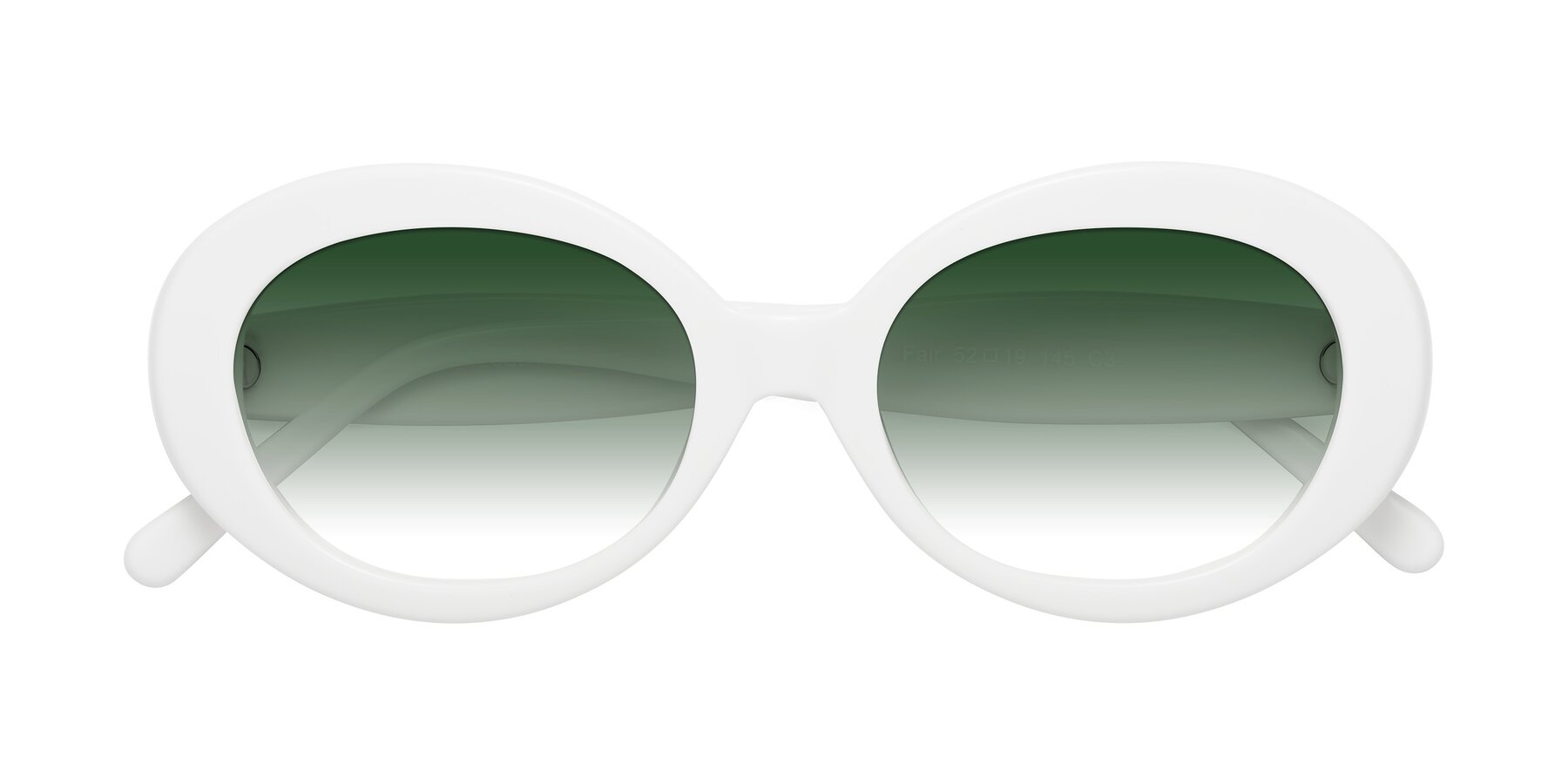 Folded Front of Fair in White with Green Gradient Lenses