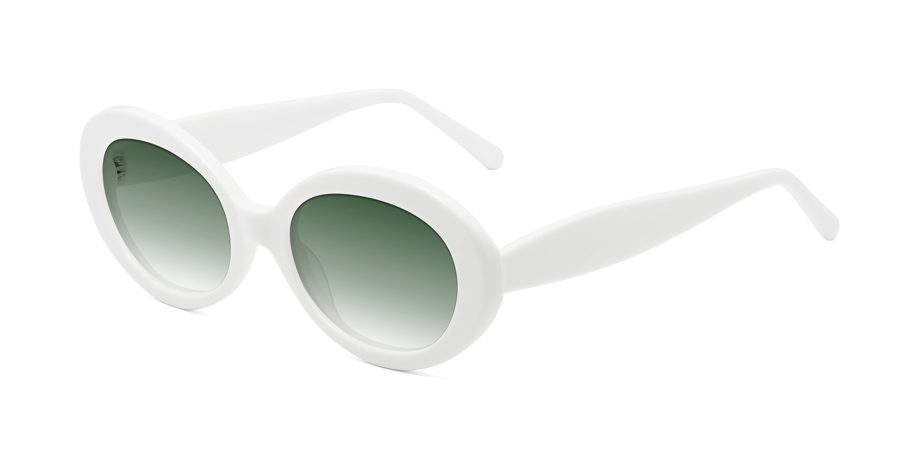 Angle of Fair in White with Green Gradient Lenses