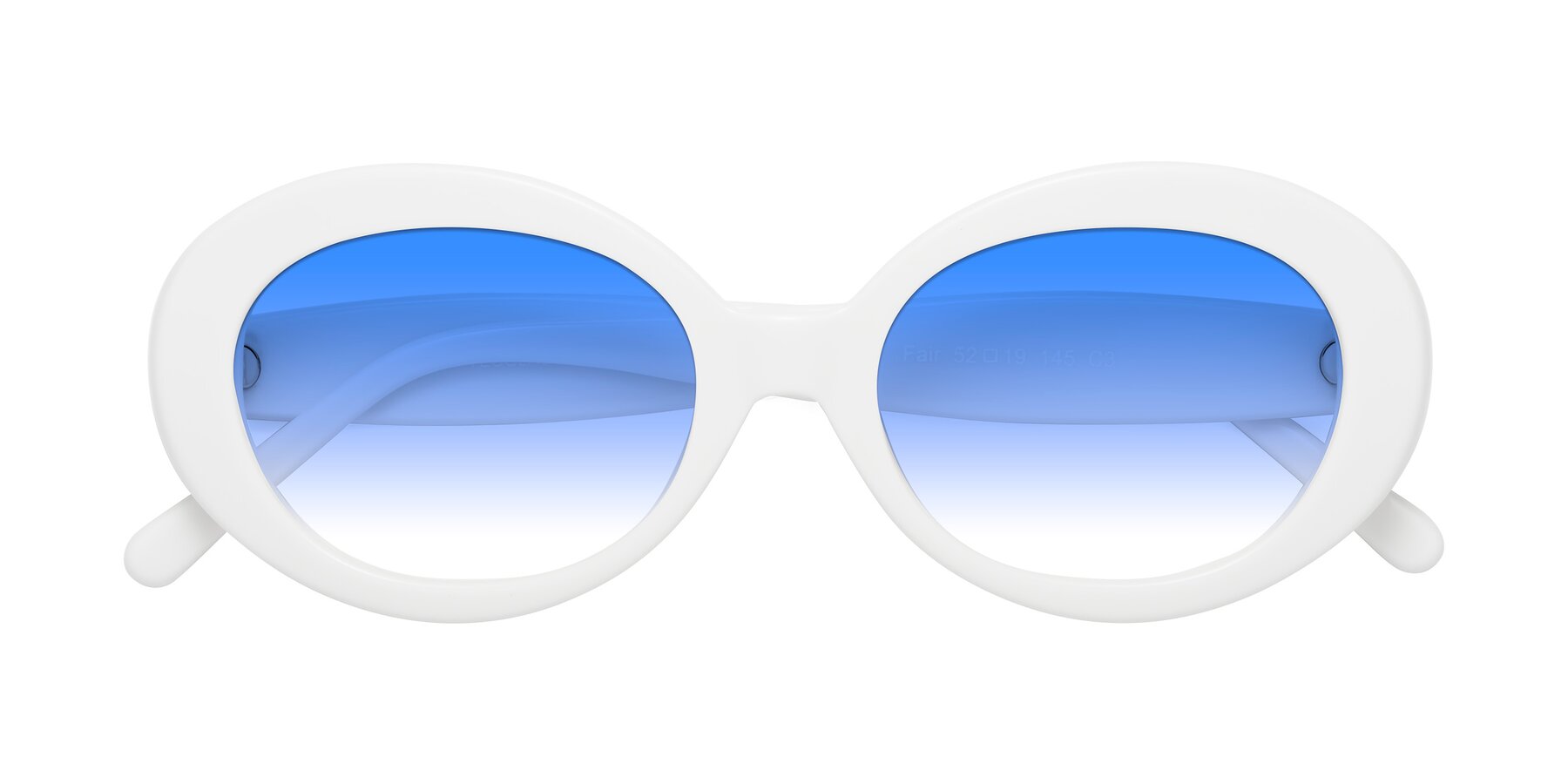 Folded Front of Fair in White with Blue Gradient Lenses